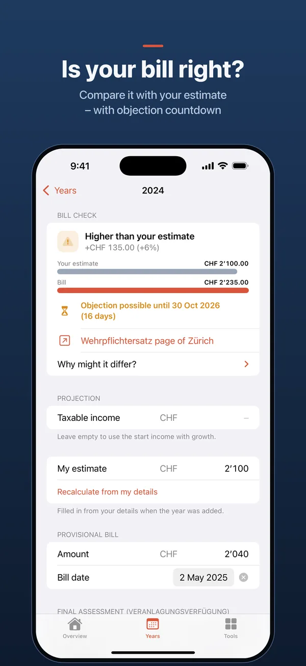 Is your bill right? – Compare it with your estimate – with objection countdown